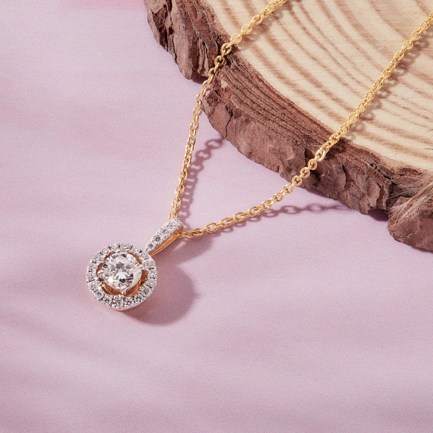 0.75 Ct Diamond 925 Silver Round Halo Pendant Necklace