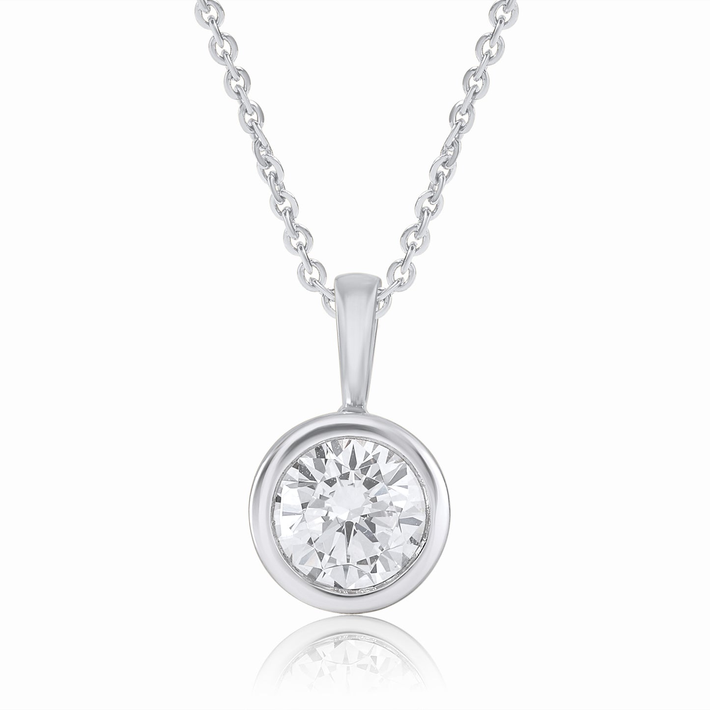0.75 Ct Round Bezel-Set Lab Grown Diamond Solitaire Pendant Necklace