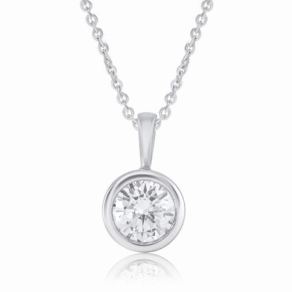 0.75 Ct Round Bezel-Set Lab Grown Diamond Solitaire Pendant Necklace