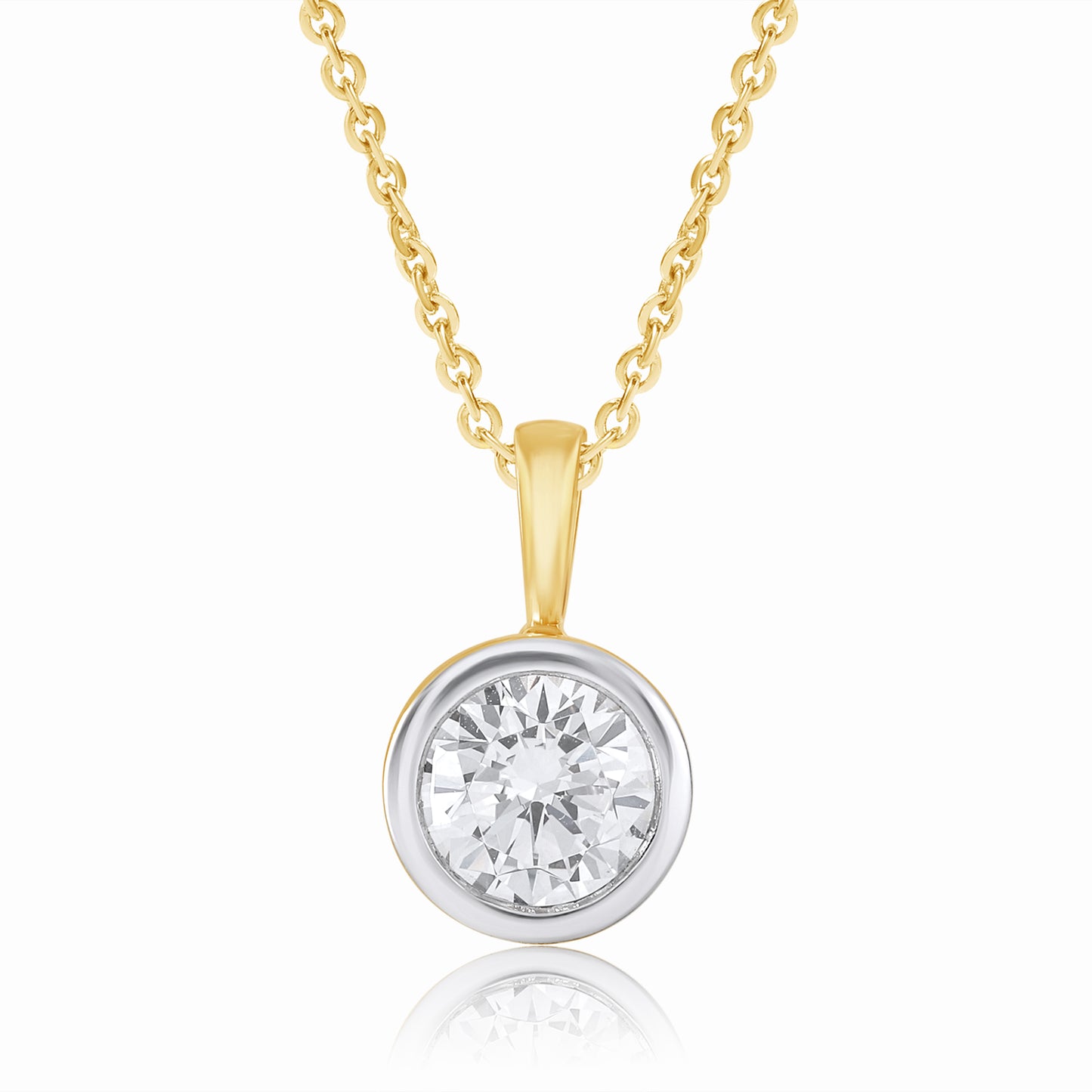 0.75 Ct Round Bezel-Set Lab Grown Diamond Solitaire Pendant Necklace