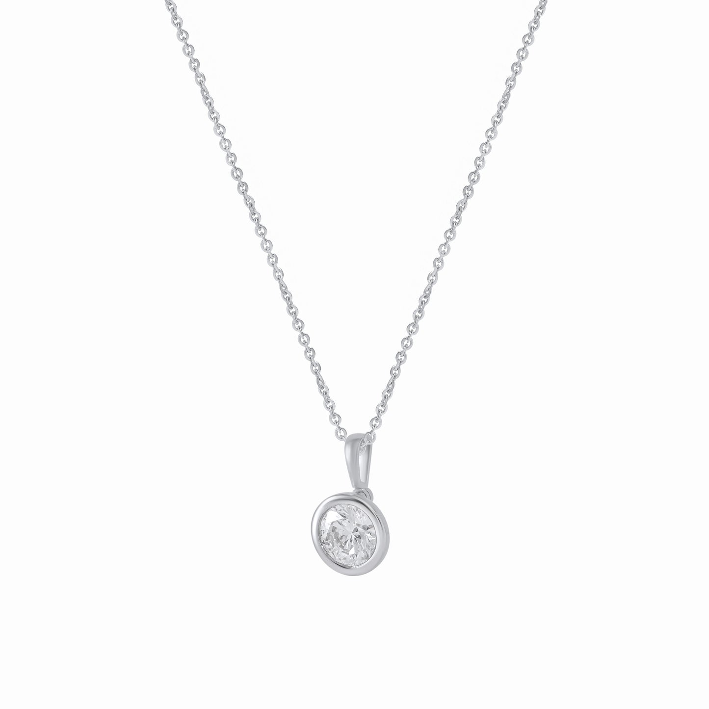 0.75 Ct Round Bezel-Set Lab Grown Diamond Solitaire Pendant Necklace