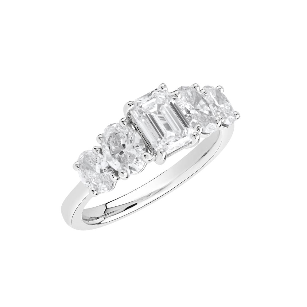 2.5 CT 925 Sterling Silver Women's 5 Stone Engagement Ring