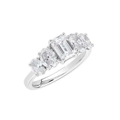 2.5 CT 925 Sterling Silver Women's 5 Stone Engagement Ring