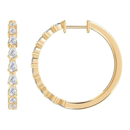 1 Ct Pear Cut Lab Grown Diamond Hoop Earrings