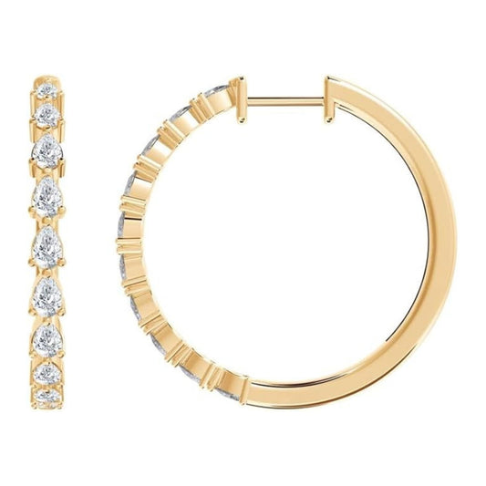 1 Ct Pear Cut Lab Grown Diamond Hoop Earrings