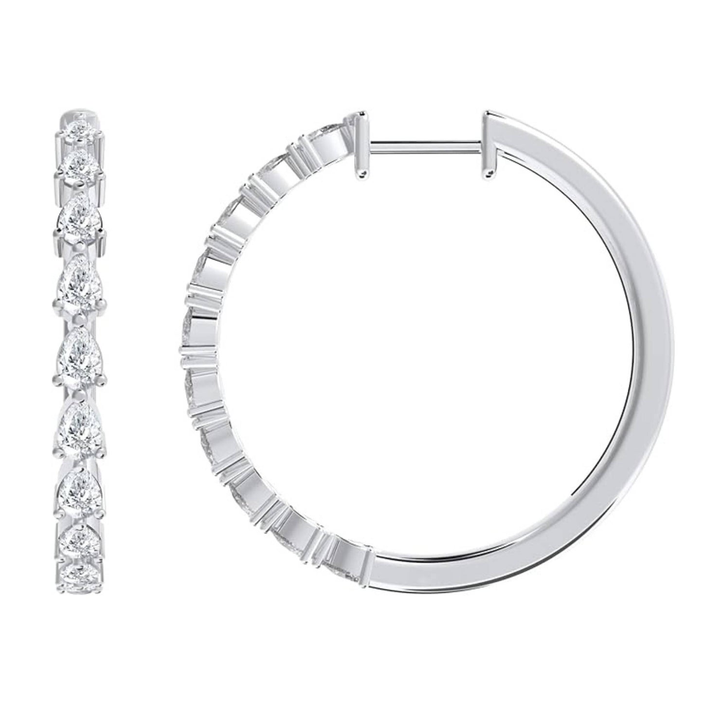 1 Ct Pear Cut Lab Grown Diamond Hoop Earrings