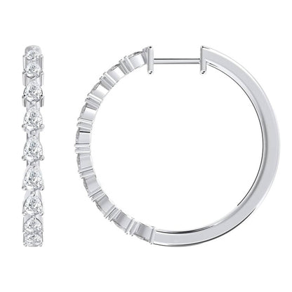 1 Ct Pear Cut Lab Grown Diamond Hoop Earrings