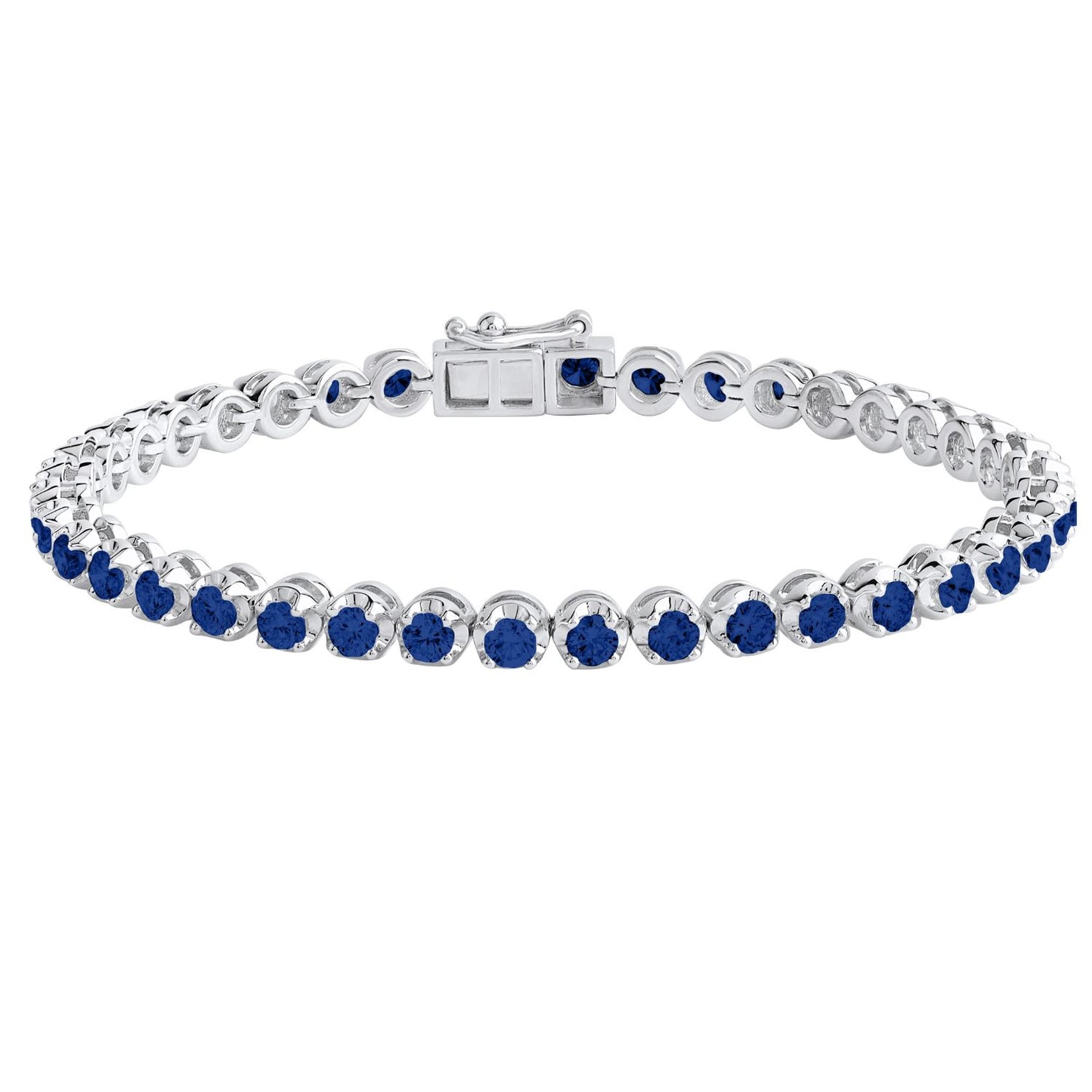 4 CT Round Cut Natural Blue Sapphire 7 Inch Tennis Bracelet