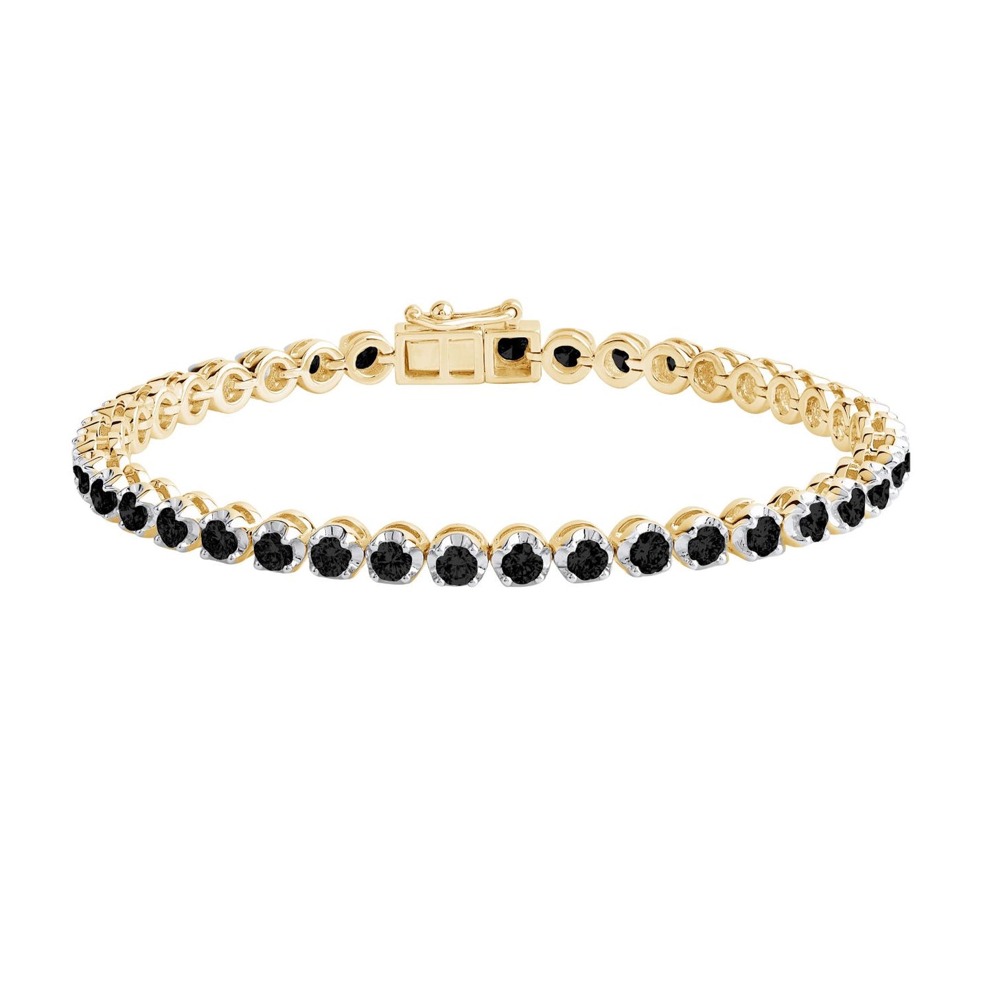 4 CT Round Cut Black Diamond Tennis Bracelet 7 Inch
