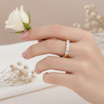Women’s 1 CT Five Stone Diamond Wedding Band in 14K Yellow Gold