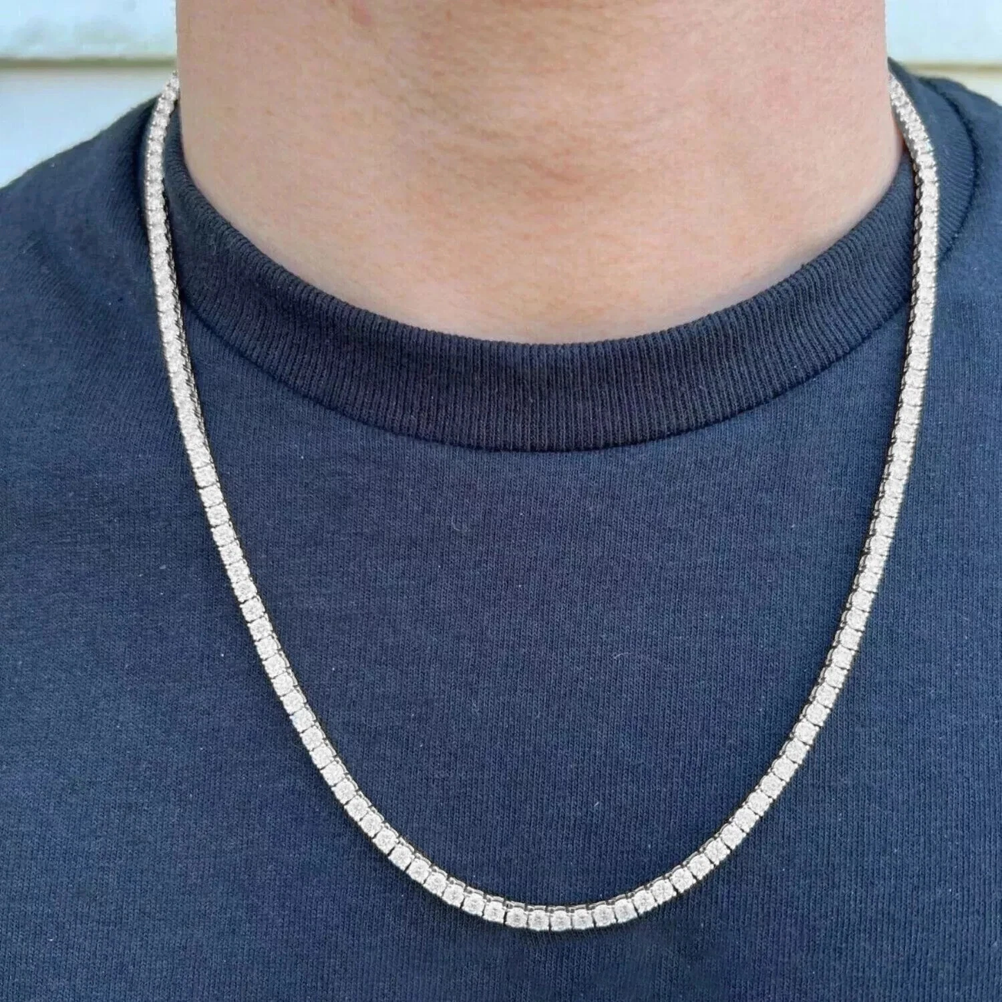 12.40 Cttw Lab Grown Diamond 925 Silver Tennis Necklace