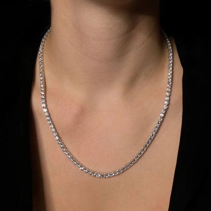 12.40 Cttw Lab Grown Diamond 925 Silver Tennis Necklace
