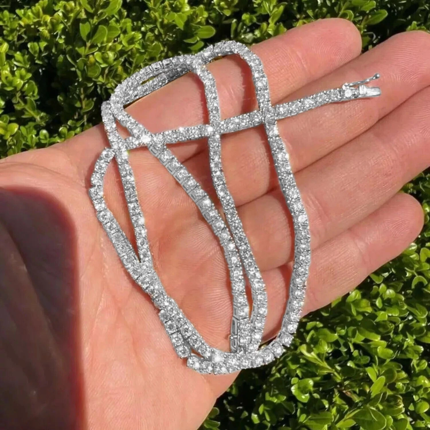 12.40 Cttw Lab Grown Diamond 925 Silver Tennis Necklace