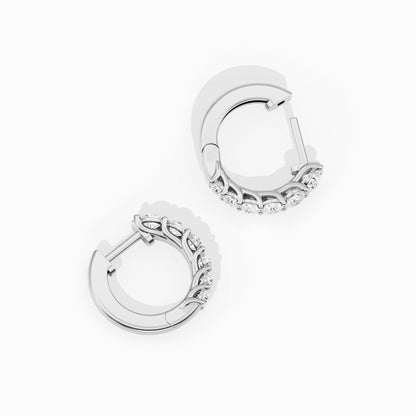 1.40 Ct Lab Grown Diamond White Gold Plated Huggie Hoop Earrings