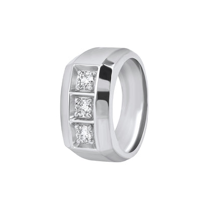 Men’s 925 Sterling Silver Three Stone Lab Grown Diamond Ring – 0.50 CT