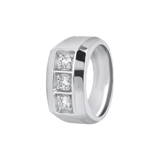 Men’s 925 Sterling Silver Three Stone Lab Grown Diamond Ring – 0.50 CT