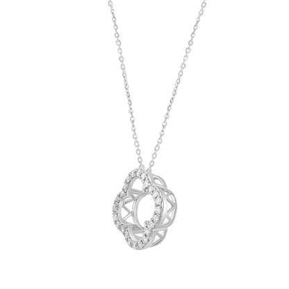 14K Gold Lab Grown Diamond Four Leaf Open Clover Necklace