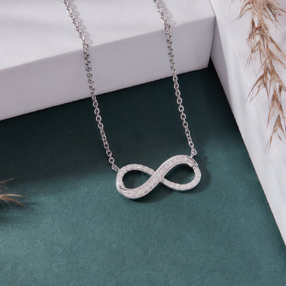 0.25 Ct Diamond 925 Silver White Gold Plated Infinity Pendant Necklace