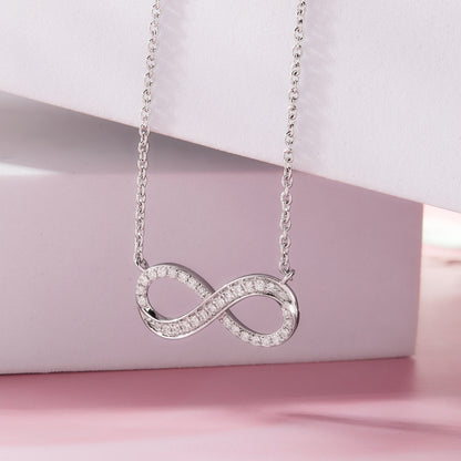 0.25 Ct Diamond 925 Silver White Gold Plated Infinity Pendant Necklace