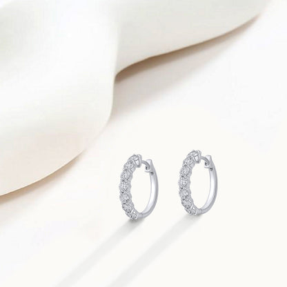 925 Sterling Silver 1.60 Ct Lab Grown Diamond White Gold Plated Huggie Hoop Earrings