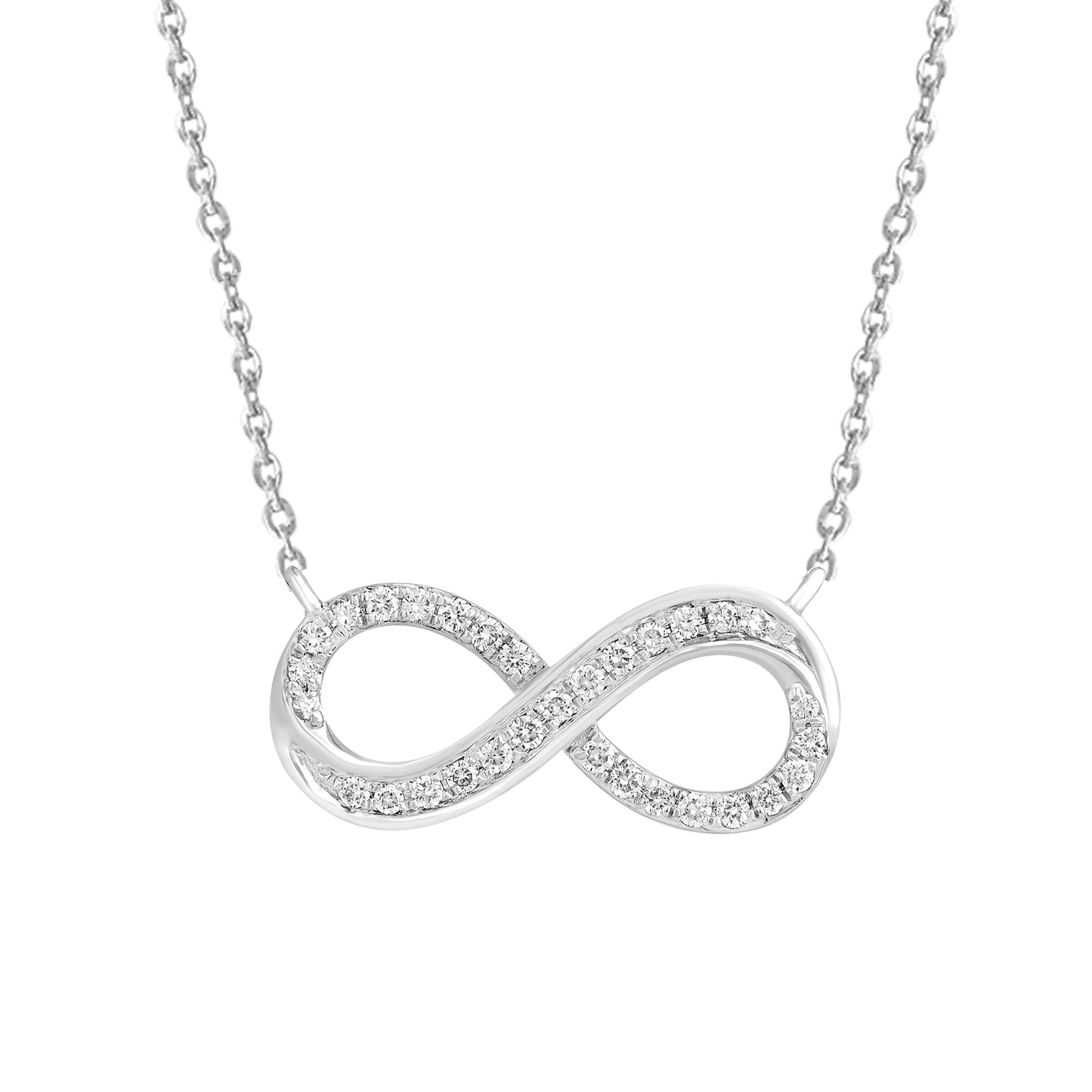 0.25 Ct Diamond 925 Silver White Gold Plated Infinity Pendant Necklace
