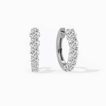 1.40 Ct Lab Grown Diamond White Gold Plated Huggie Hoop Earrings