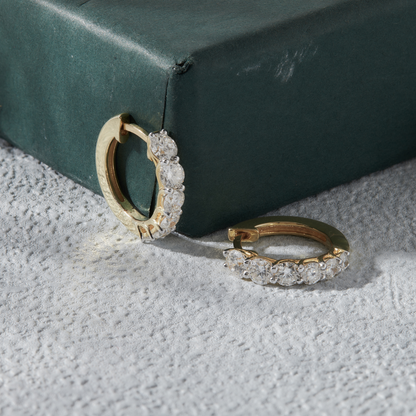1.40 Ct Lab Grown Diamond Yellow Gold Plated Huggie Hoop Earrings
