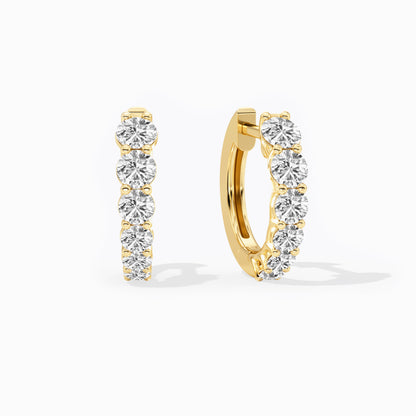 1.40 Ct Lab Grown Diamond Yellow Gold Plated Huggie Hoop Earrings