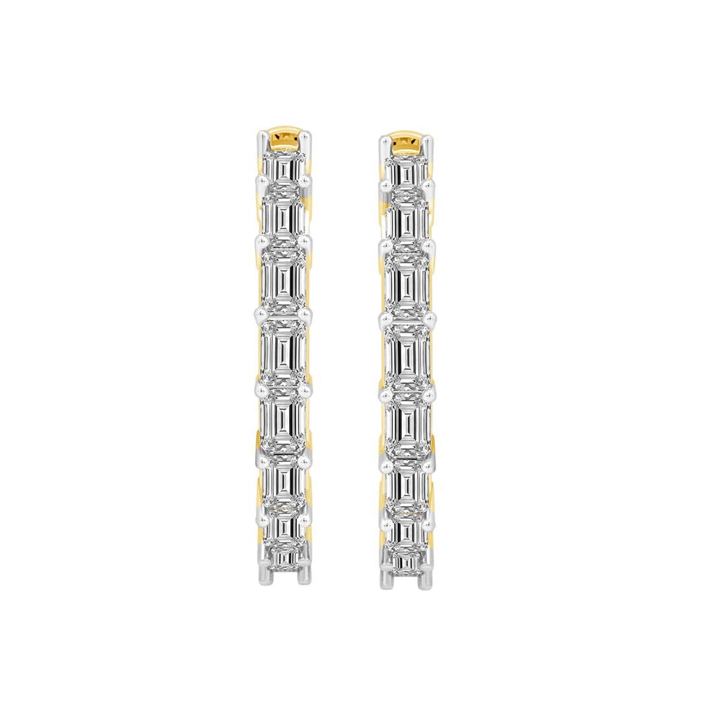 Emerald Cut Diamond Hoop Earrings 925 Silver - Dewberry Diamonds
