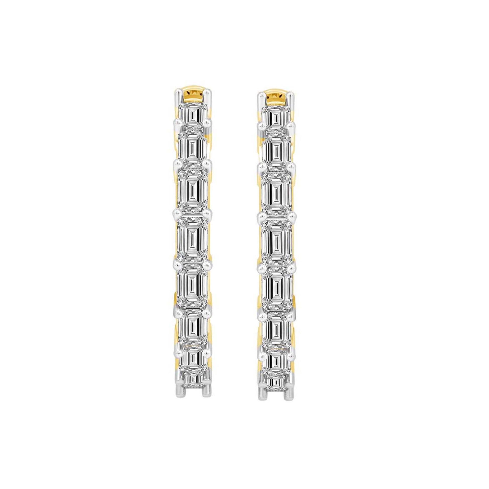Emerald Cut Diamond Hoop Earrings 925 Silver - Dewberry Diamonds