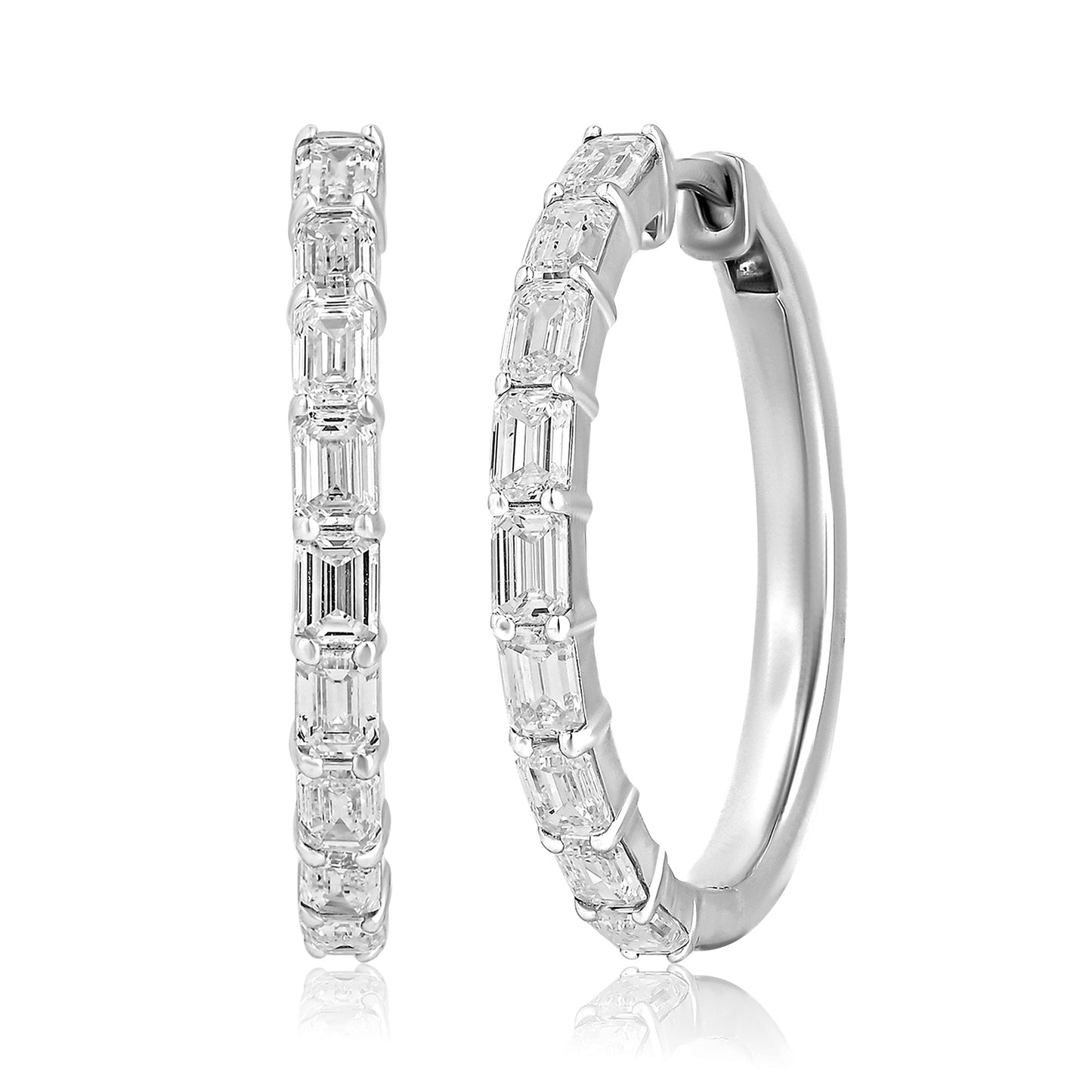 Emerald Cut Lab Grown Diamond Hoop Earrings 925 Silver - Dewberry Diamonds