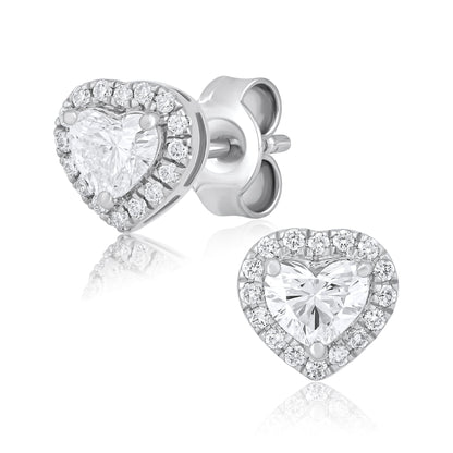 Heart Shape Lab Grown Diamond Halo Stud Earrings - Dewberry Diamonds