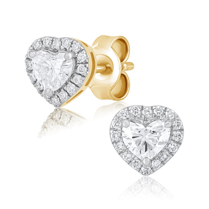 Heart Shape Lab Grown Diamond Halo Stud Earrings - Dewberry Diamonds