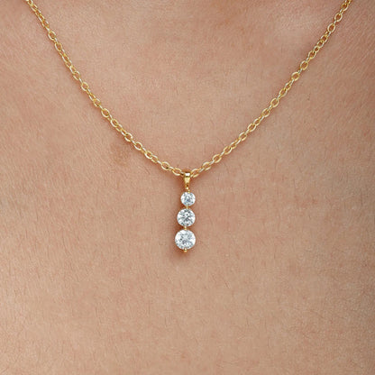 1 Ct Lab Grown Diamond Yellow Gold Plated Journey Ladder Pendant Necklace