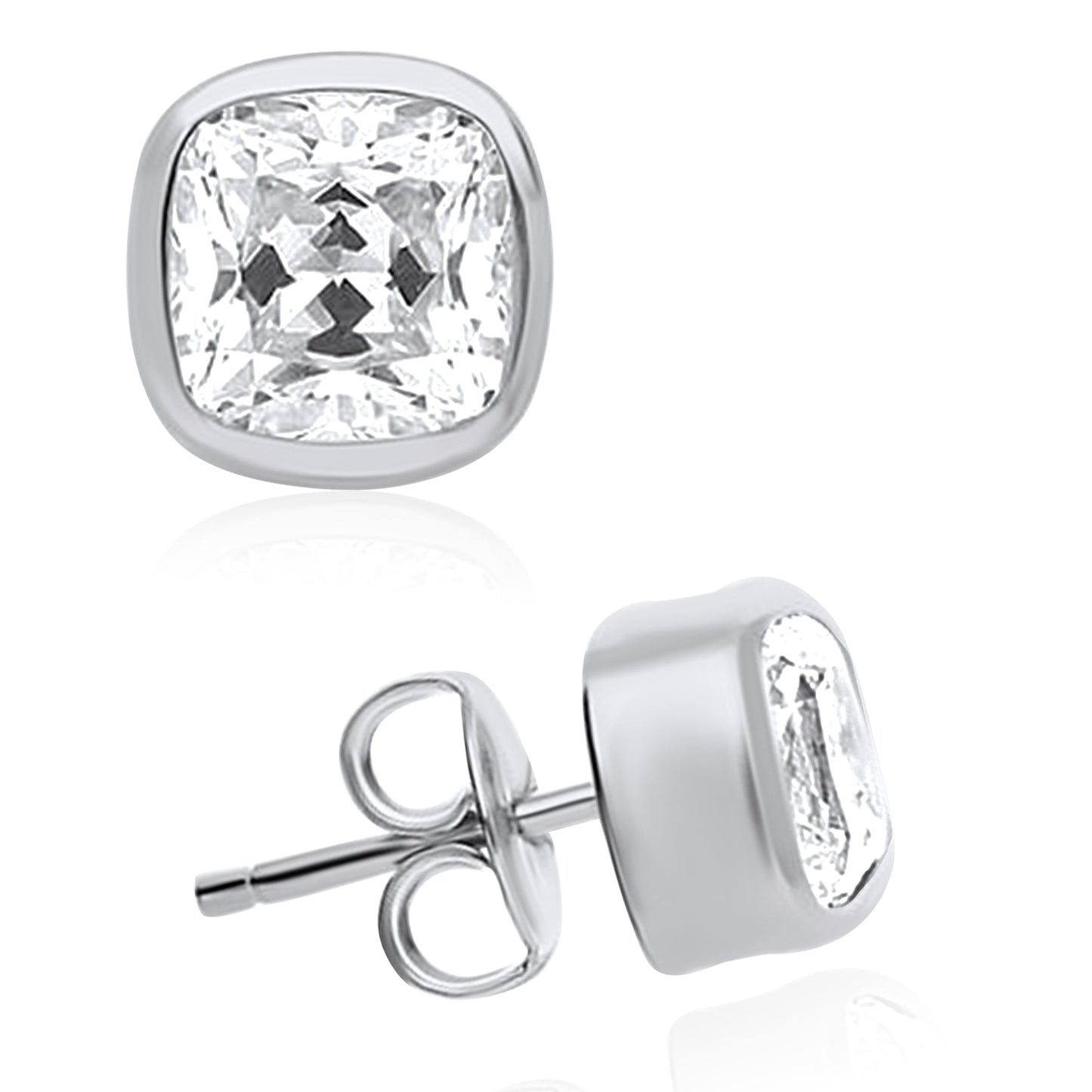 Lab Grown Diamond Solitaire Cushion Cut Stud Earrings - Dewberry Diamonds