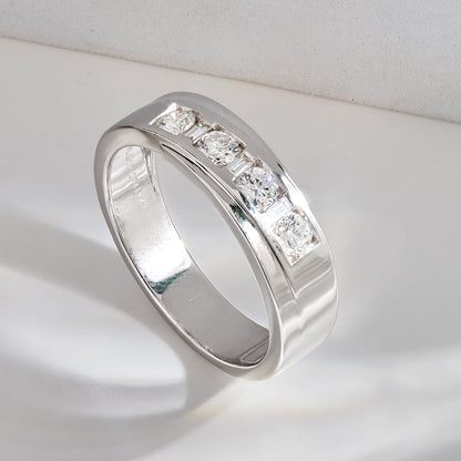 Men’s 925 Sterling Silver Channel Set Band Ring – 0.65 Ct - Dewberry Diamonds