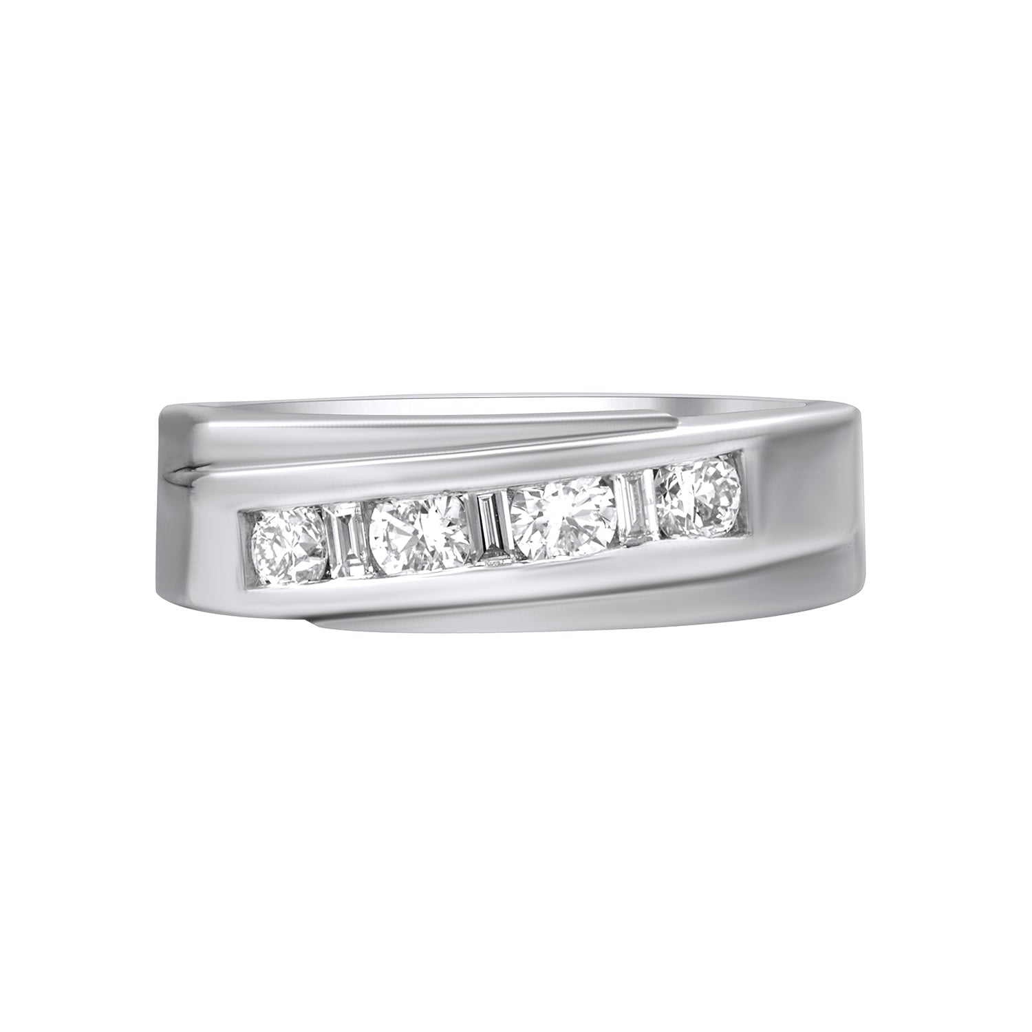Men’s 925 Sterling Silver Channel Set Band Ring – 0.65 Ct - Dewberry Diamonds