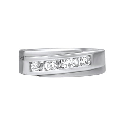 Men’s 925 Sterling Silver Channel Set Band Ring – 0.65 Ct - Dewberry Diamonds