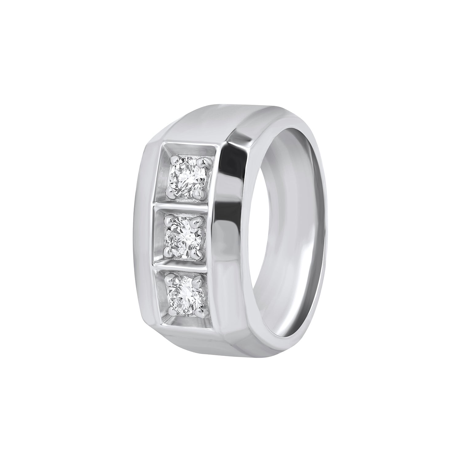 Men’s 925 Sterling Silver Three Stone Lab Grown Diamond Ring – 0.50 CT - Dewberry Diamonds