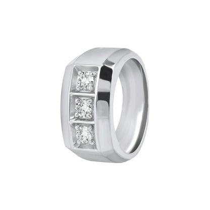 Men’s 925 Sterling Silver Three Stone Lab Grown Diamond Ring – 0.50 CT - Dewberry Diamonds