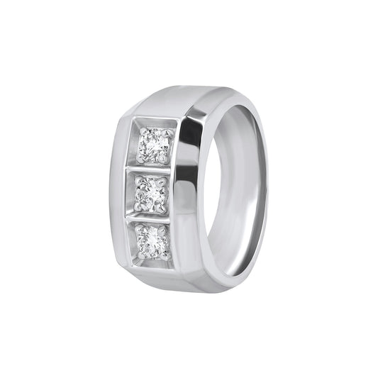 Men’s 925 Sterling Silver Three Stone Lab Grown Diamond Ring – 0.50 CT - Dewberry Diamonds