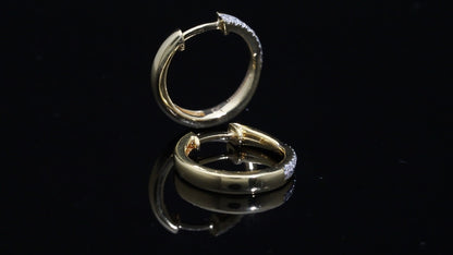 0.25 Ct Diamond 925 Silver Yellow Gold Plated Twist Hoop Earrings
