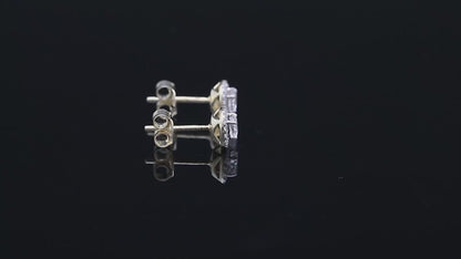 1.3 Ct Round Cut Diamond 925 Silver Yellow Gold Plated Solitaire Halo Stud Earrings