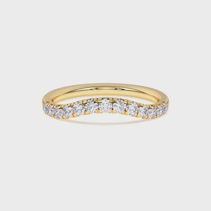 Women’s 0.40 Ct Diamond Curved Shaped Wedding Band in 14K Yellow Gold