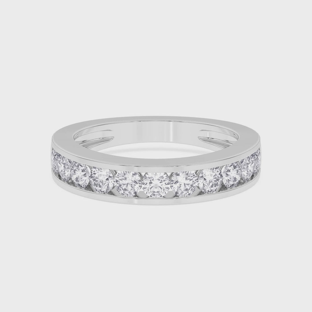 1 Ct Diamond Half Eternity Wedding Band 14K Gold