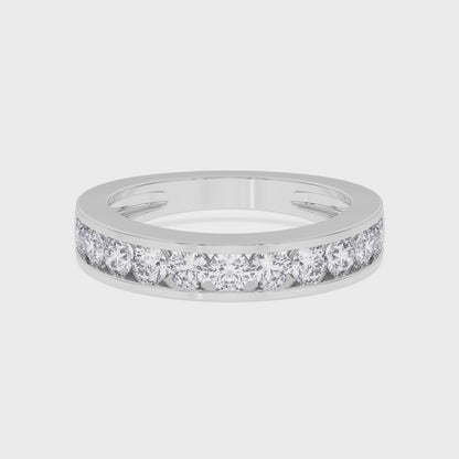 Women’s 1 Ct Diamond Half Eternity Wedding Band in 14K White Gold