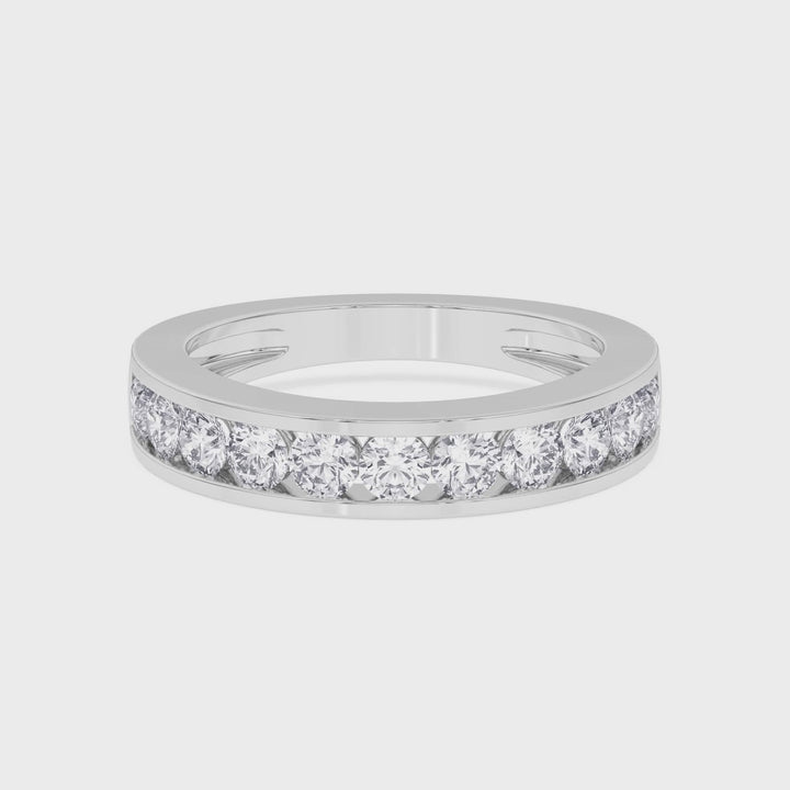 1 Ct Diamond Half Eternity Wedding Band 14K Gold