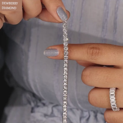 10K White Gold Tennis Riviera Necklace 9.80 Ct Round Diamonds
