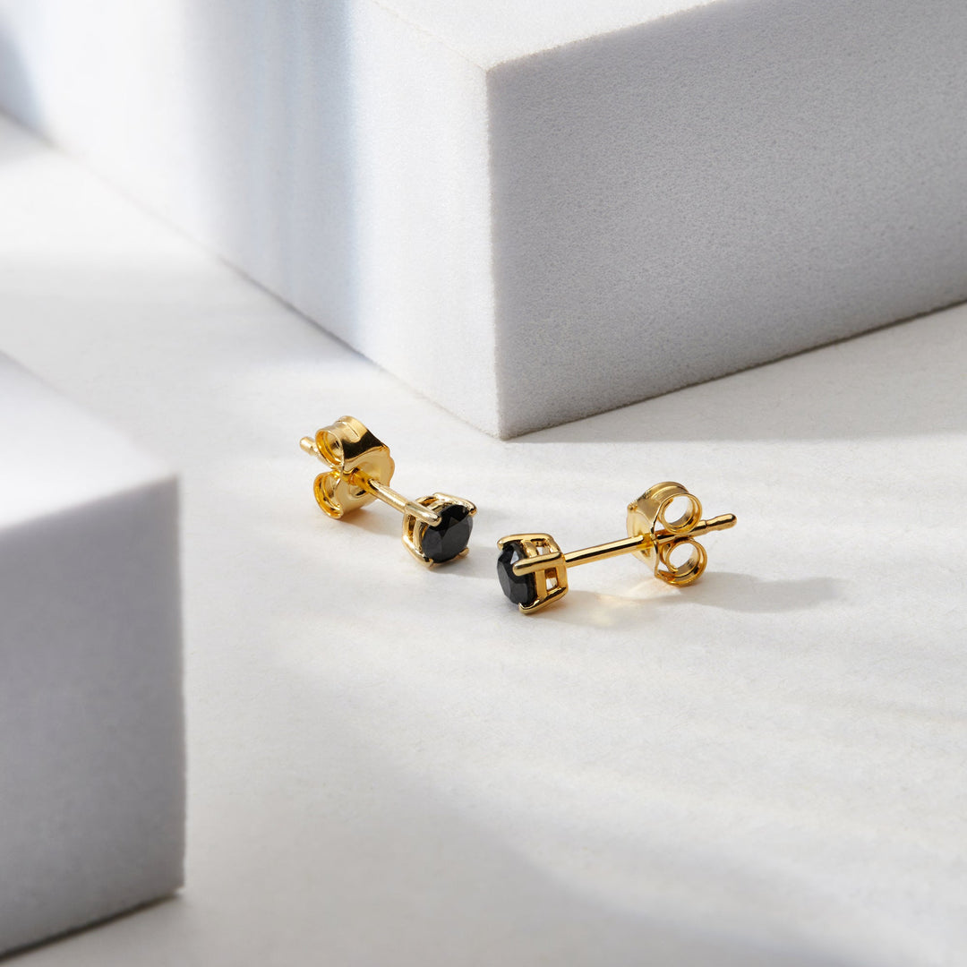 Solitaire Black Diamond Stud Earrings - Dewberry Diamonds